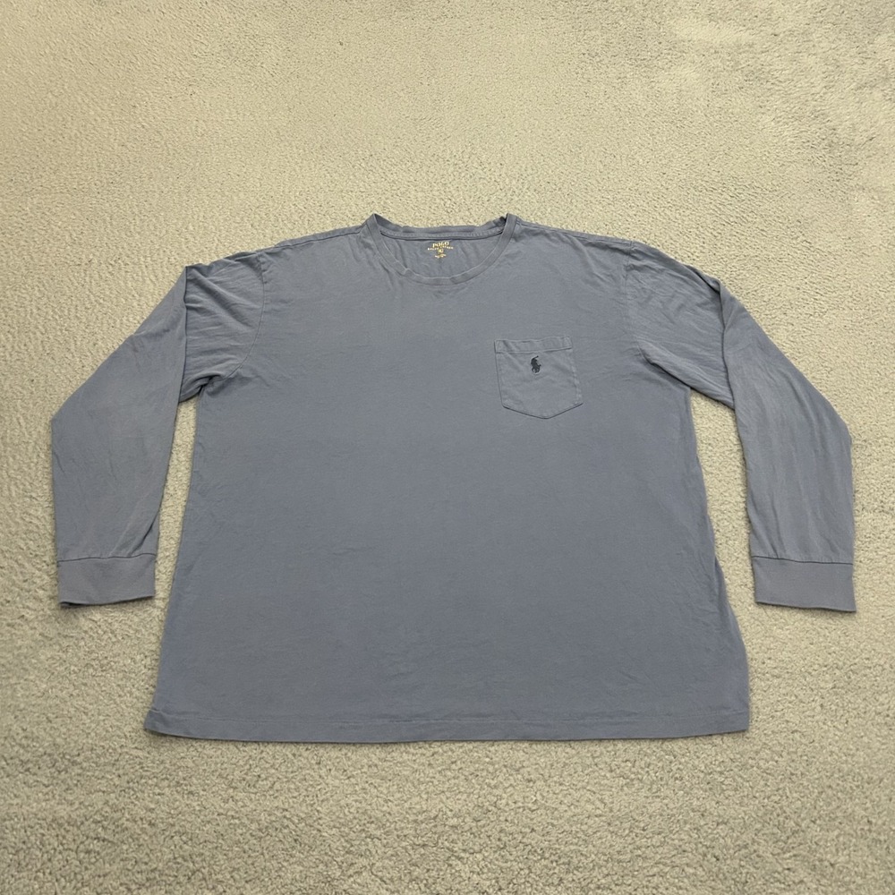Polo Ralph Lauren Shirt Mens Extra Large Blue Long Sleeve Cotton Pocket Pony